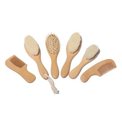 China Disposable Baby Hair Brush and Comb Set with Natural Goat Hair Bristles for sale