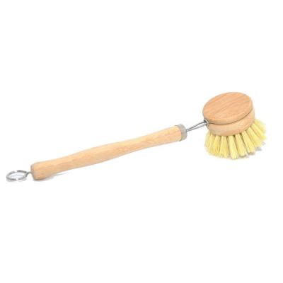 China Kitchen Viable Custom LOGO Long Handle Sisal Bamboo Dish Dish Pot Cleaning Brush for sale