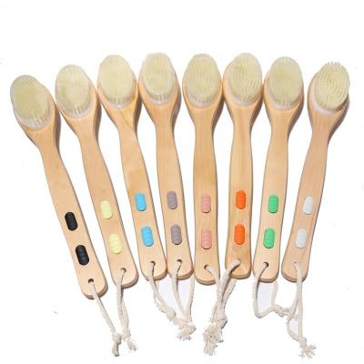 China Eco-friendly LOGO Natural Boair Bristle Oval Bamboo Massage Body Free Engraving Dry Brush for sale