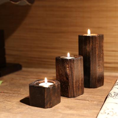 China Home Simple Wooden Vintage Wooden Candlestick Candlestick Decoration Candle Holder for sale