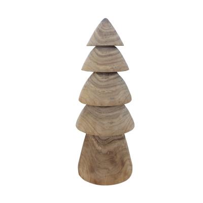 China Europe Handmade Wood Decoration Outdoor Wood Crafts Decorate Decor Carved Tree For Decor Christmas Wood Decorations for sale