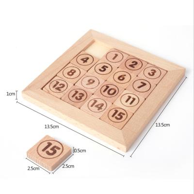 China Funny Educational Wooden Klotski Jigsaw Puzzle Toy Digital Klotski Slides Puzzle Wooden Klotski Wooden Toys Solid Toy for sale