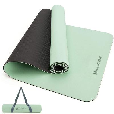 China Eco-Friendly Yogamatt Gym Sport Yoga Mat Dropshipping Double Layer Tape Yoga Mat Anti Slip 6mm Eco-Friendly / Biodegradable Custom UV Logo Printing for sale