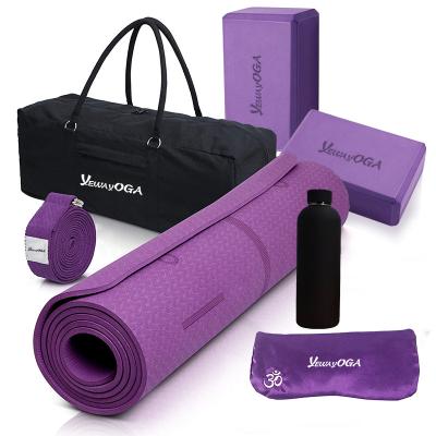 China Yewayoga Anti Slip Yoga Mat Logo Block Strap Water Bottle Anti Slip Yoga Fitness Eco-Friendly Waterproof Washable Durable Anti-Slip Eye Pillow Yoga Bag Set Yoga Mat Set 7 Pieces for sale