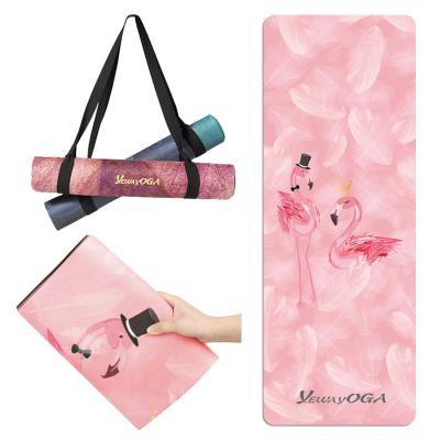 China Wholesale Durable Washable Waterproof Anti-Slip Customize Yoga Mat Bottle RPET Yoga Mat Microfiber Recycled Suede Eco-Friendly Sustainable Print Slip Non-Slip Yoga Mat for sale