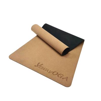 China 2022 Custom Engraved Logo Design 3mm 4mm 5mm Portugal Cork Natural Rubber Anti-Slip Durable Washable Waterproof Kork Yoga Mats Natural Eco-Friendly Mats for sale