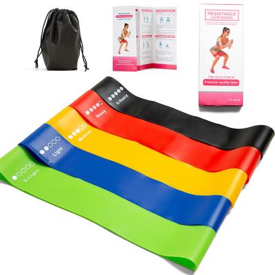 China Wholesale High Elasticity 5 Colors Exercise Mini Loop Band Set Natural Latex Long Resistance Bands 100% Natural for sale