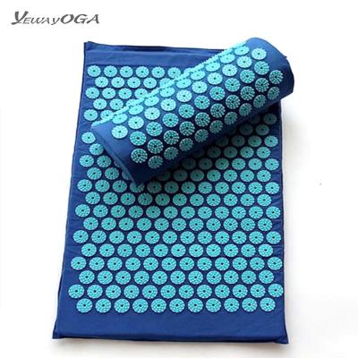 China Anti-Sweat Anti-Slip Massage And Acupuncture Massage Yoga Mat Massage Mat With Neck Needles On Foot Massager Pad Blacksmith Applicator Relieve Back Head Pain for sale