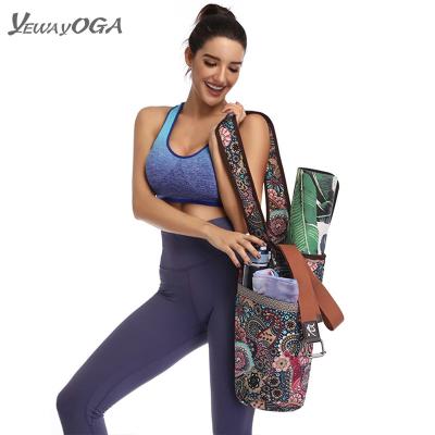 China Popular 2022 New Logo Canvas Yoga Mat Bag Customized Sprout Yoga Mat Bag Canvas Sport Leisure Pilates Yoga Mat Bag for sale