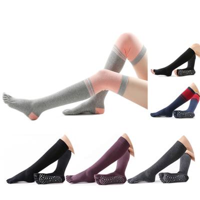 China QUICK DRY Women's Soft Grip Silicone Dance Cotton Over Knee High Toe Socks Yoga Pilates Warmer Knee Leg Tube Long for sale