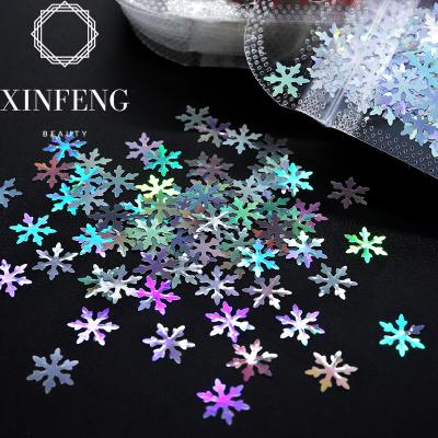 China Nail Art Laser DIY Mermaid Accessories Christmas Glitter Nail Art Snowflake Sequins Set Shiny Nails Flakes Charms for sale