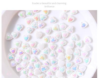 China Two Colors Nail Art Sticker White Love Jewelry Peach Heart Porcelain White Half Heart Shape Flat 3D Nail Decoration for sale