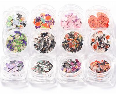 China A variety of styles and pieces of Halloween Nail Art Glitter Pumpkin Bat Ghost Festival Halloween Nail Art Wood Pulp Full Color Pieces for sale