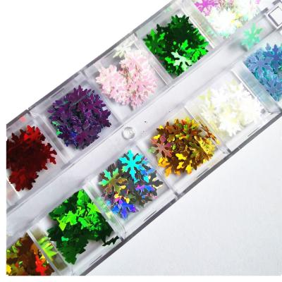 China Colorful Art Christmas Holographic Slice Nail Slice Christmas Sequins Snowflake Glitter for DIY Nail Decoration for sale