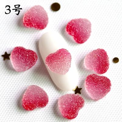 China China Colored Double Simulation Star Candy Nail Fair 3D Heart Resin Cabochon Nail Charms for sale