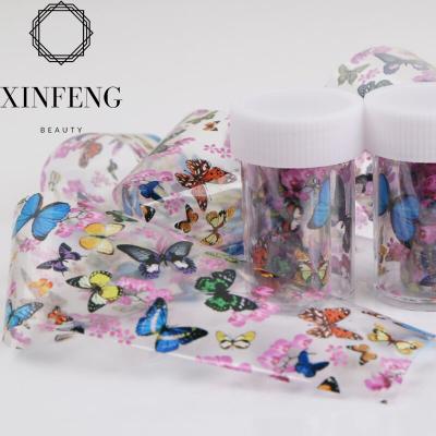 China New 2020 Nail Art 2020 Plastic Nails Art Foil Sticker Decal Butterfly Nail Holographic Stickers for sale