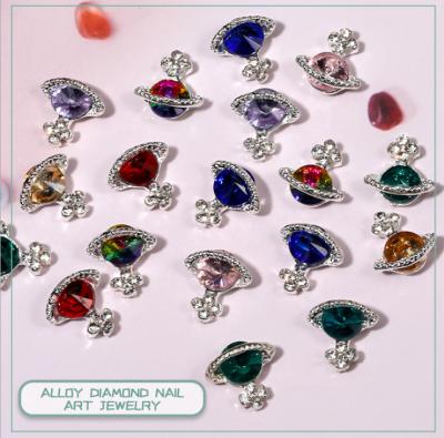 China 3D Alloy Nail Props Nail Art Design Alloy Accessories Kawaii Colorful Planet Rhinestone GLOBE NAIL CHARM for sale