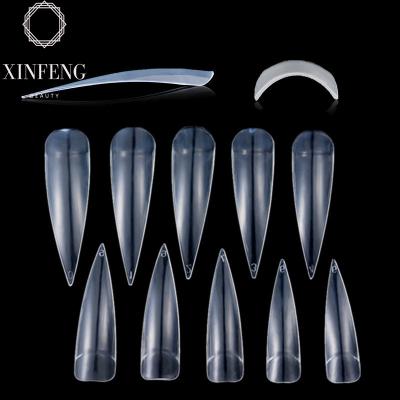 China Nail Vinyls Stickers Nails Box 500Pcs Full Box Artificial Extra Long Coffin Cover Tips False Nails Set for sale