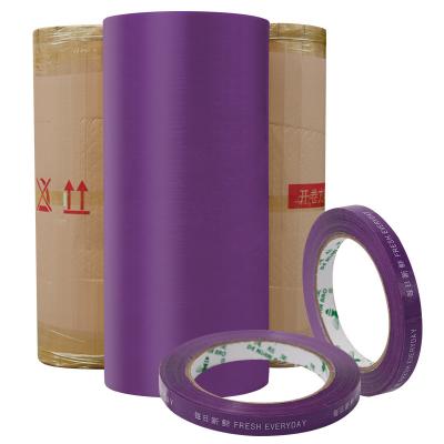 China Met logo Purple BOPP Printed Jumbo Roll Manufacturer Te koop