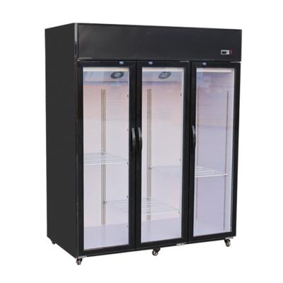 China Single-temperature Glass Double Door Vertical Drinks Fruit Flowers Fridge for sale