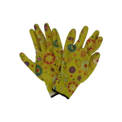 China General Purpose Flower Color Liner PU Palm Coated Garden Work Gloves for sale