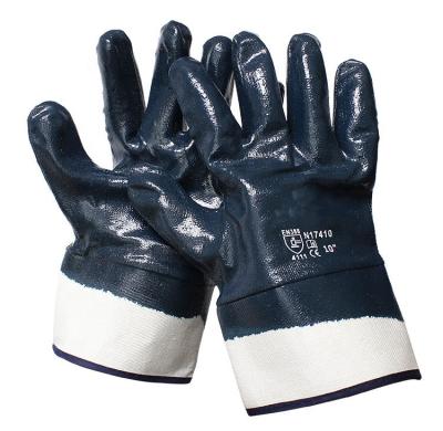 China Work Gloves Hand Protective Knit Gloves Waterproof And Oil Proof Blue Nitrile Coated Occupational Safety Gloves For Auto Repair for sale