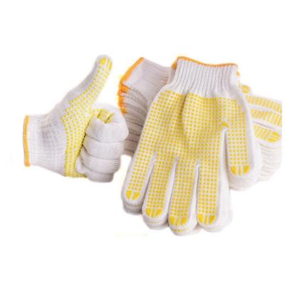 China Work Gloves Hand Protective Knit Gloves Black PVC Dotted Cotton CE10100 Warehouse White Cotton Knitted Working Gloves PVC Hand Samples Safety Knitted Gloves for sale