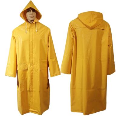 China Bachelor's Rainwear China PVC POLYESTER Waterproof Work Safety Men's Rain Coat With Hook for sale