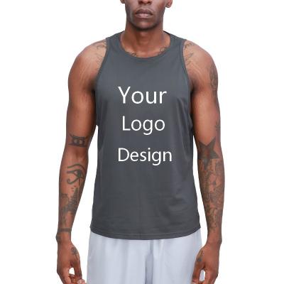 China Custom Logo Wholesale Quick Drying Men's Sports Vest Outdoor Running Round Neck Training Basketball Sleeveless Fitness Vest for sale