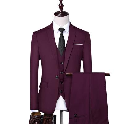 China Latest Design Groom Anti-wrinkle Wedding Men's Coat Pant 3 Pieces Wedding Suits Set For Men for sale