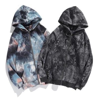 China Wholesale Custom LOGO Mens Hoodies Anti-wrinkle Zipper Cardigan Men Tie Dye Hooded Hoodie for sale