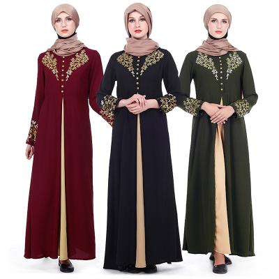 China Fashionable Floral Printed Muslim Women Abaya Dresses Women Islamic Clothing Polyethersulfone Abaya Muslim Clothing Long Sleeve for sale