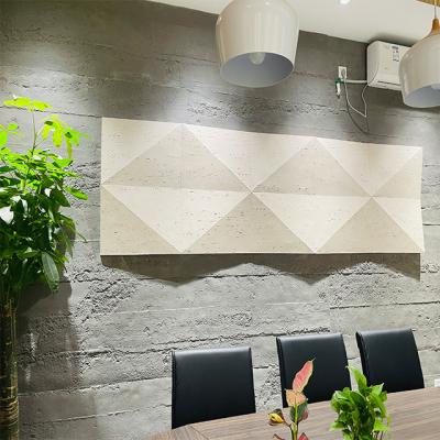 China Waterproof Color Modern Beige Travertine And Moisetureproof TV Background Outdoor Wall Natural Stone for sale