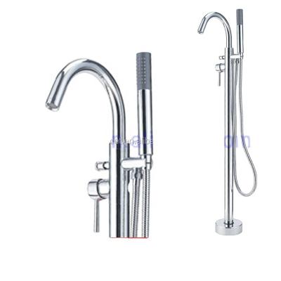 China Floor Stand Faucets Hose Free Standing Brass Plated Bath Shower Faucet Mixer, Hot And Cold Shower Bathroom Chrome Valves for sale