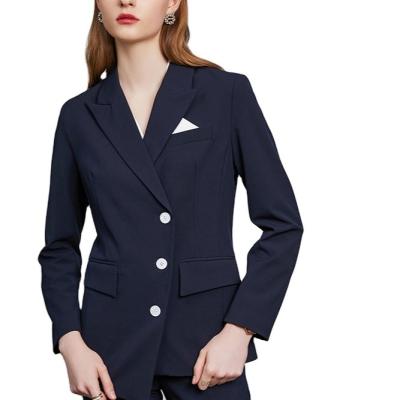 China 2022 New Fashion Royal Blue Asymmetrical Single Breasted Blazer High Quality QUICK DRY Ladies Breasted Ladies Blazer for sale