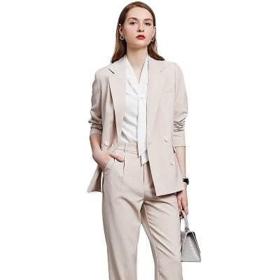 China White shaved two-piece business of breathable women's collar suit nine-point pants wear corporate purchasing group purchase for sale