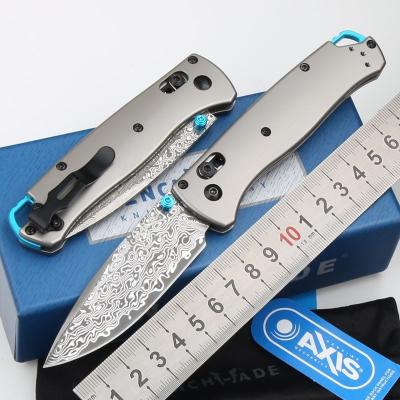 China Multi Functional Outdoor Tactical Alloy 535 Titanium Double Titanium Handle Damascus Titanium Handle Action EDC Pocket Knife Steel Pocket Knife for sale