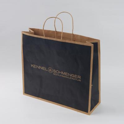 China Recyclable Custom Luxury Gift Garment Paper Shopping Bags Stand Up Black Kraft Paper Printed Paper Bag Raw Material Retail Distributors for sale