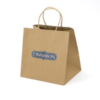 China High Quality Recyclable Food Handbag Brown Kraft Paper Bag Packaging Custom Paper Bag With Handle for sale