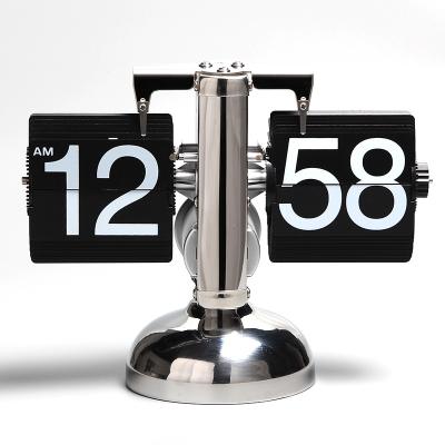 China Minimalist Trim Shaped Metal Automatic Flip Down Clock Desktop Decorative Clock for sale