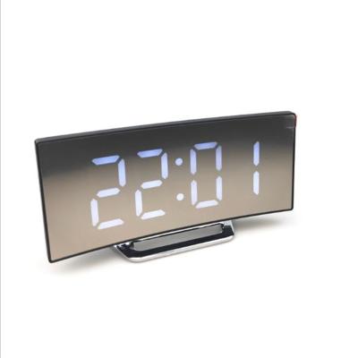 China Minimalist Digital Alarm Clock with LED Mirror for Bedrooms Office Nap Function Shine Bedside Adjustable Alarm Clocks for sale