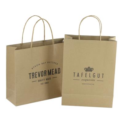 China Custom Printed Kraft Paper Packaging Bags / Brown Paper Gift Bags Cmyk Printing for sale