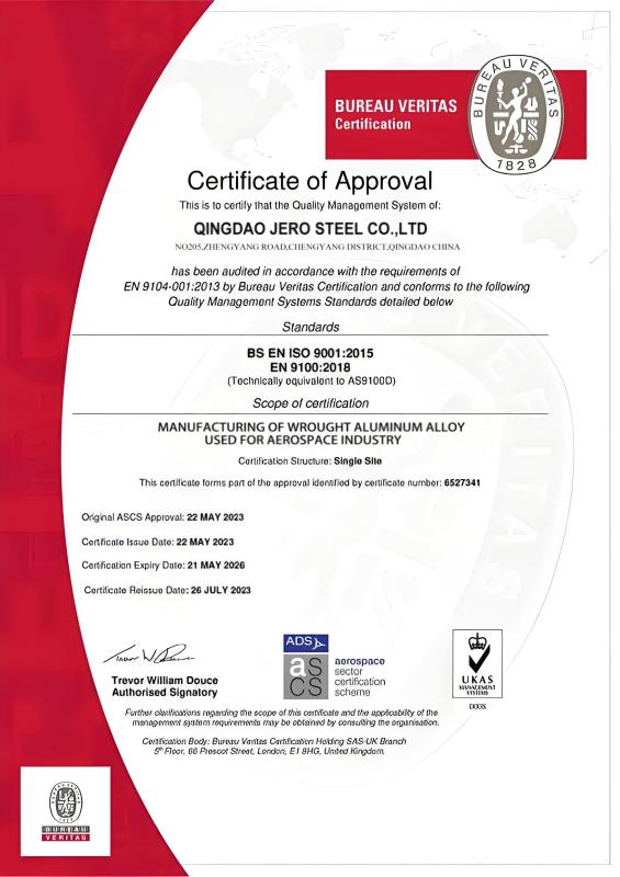 AS9100D - Qingdao Jero Steel Co., Ltd.