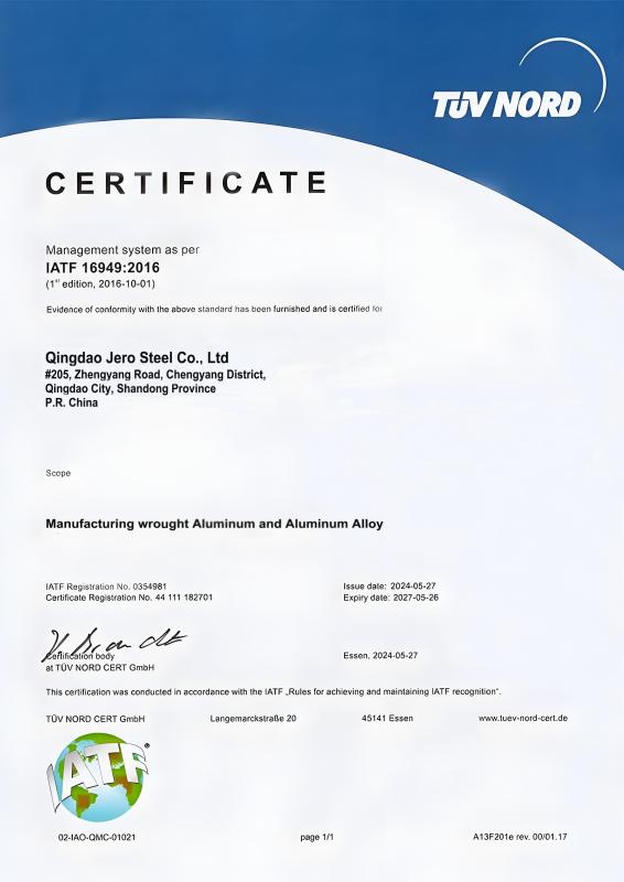 IATF 16949 - Qingdao Jero Steel Co., Ltd.