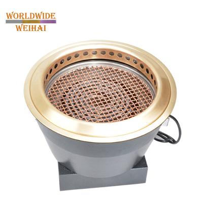 China Easily Assembled Barbecue Copper Grill / Porcelain Barbecue Grill / Indoor Stove Grill Top Device With Rotating Fan for sale