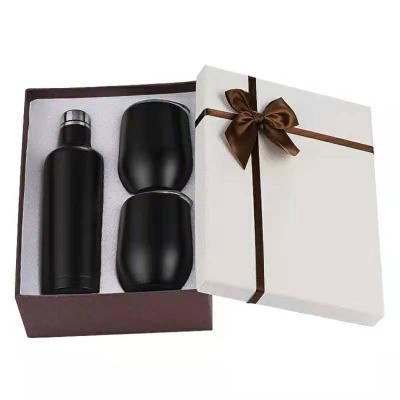 China Business Gift Set 1 Wine Bottle +2 Egg Cups Tumbler Insulated Thermos Coffee Milk Cup Stainless Steel Vacuum Cup For Christmas Gift for sale