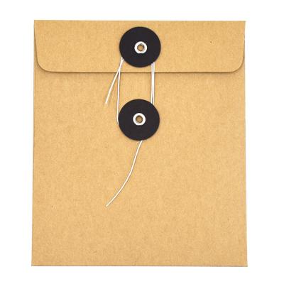 China Custom Gift Wrap Kraft Paper Envelope Folder With Button And String Closure for sale