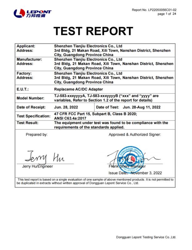 FCC - Guangdong Tiantong Jiuheng Technology Co., Ltd.