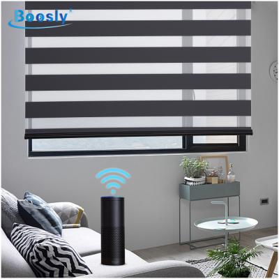 China Boosly Waterproof Blackout Zebra Smart Electric Shade For Window Remote Control Blind Luxury Fabric Blind Motor for sale