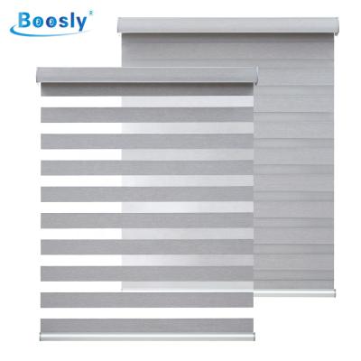 China Custom office day and night curtain fabric power blackout in traditional smart wifi shades double motorized zebra window roller blinds for sale